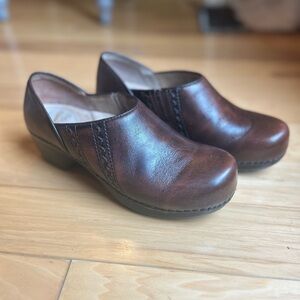 Dansko Brown Leather Sienna Clogs Shoes for Women